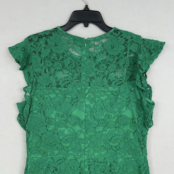Ralph Lauren Dress Womens 14 Green Lace Flutter Sleeve Party Floral Romantic LRL - Picture 8 of 14